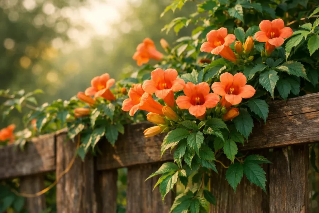 凌霄花のオレンジの花