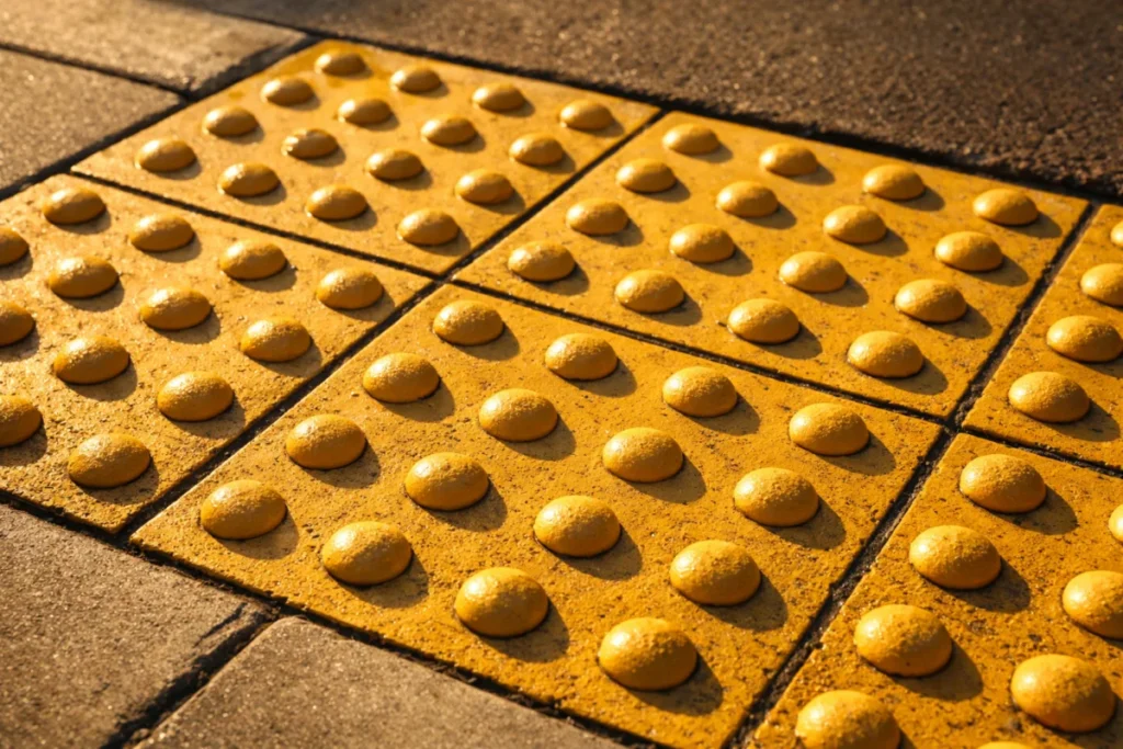 点字ブロックの凸点と影