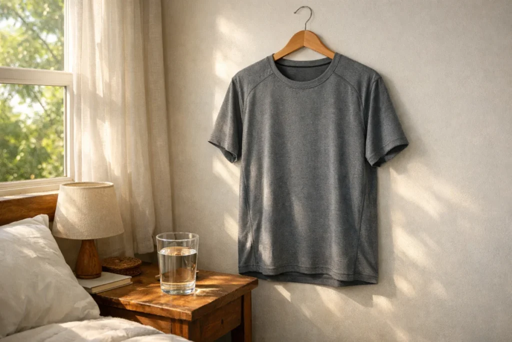 吊るされた速乾Tシャツ